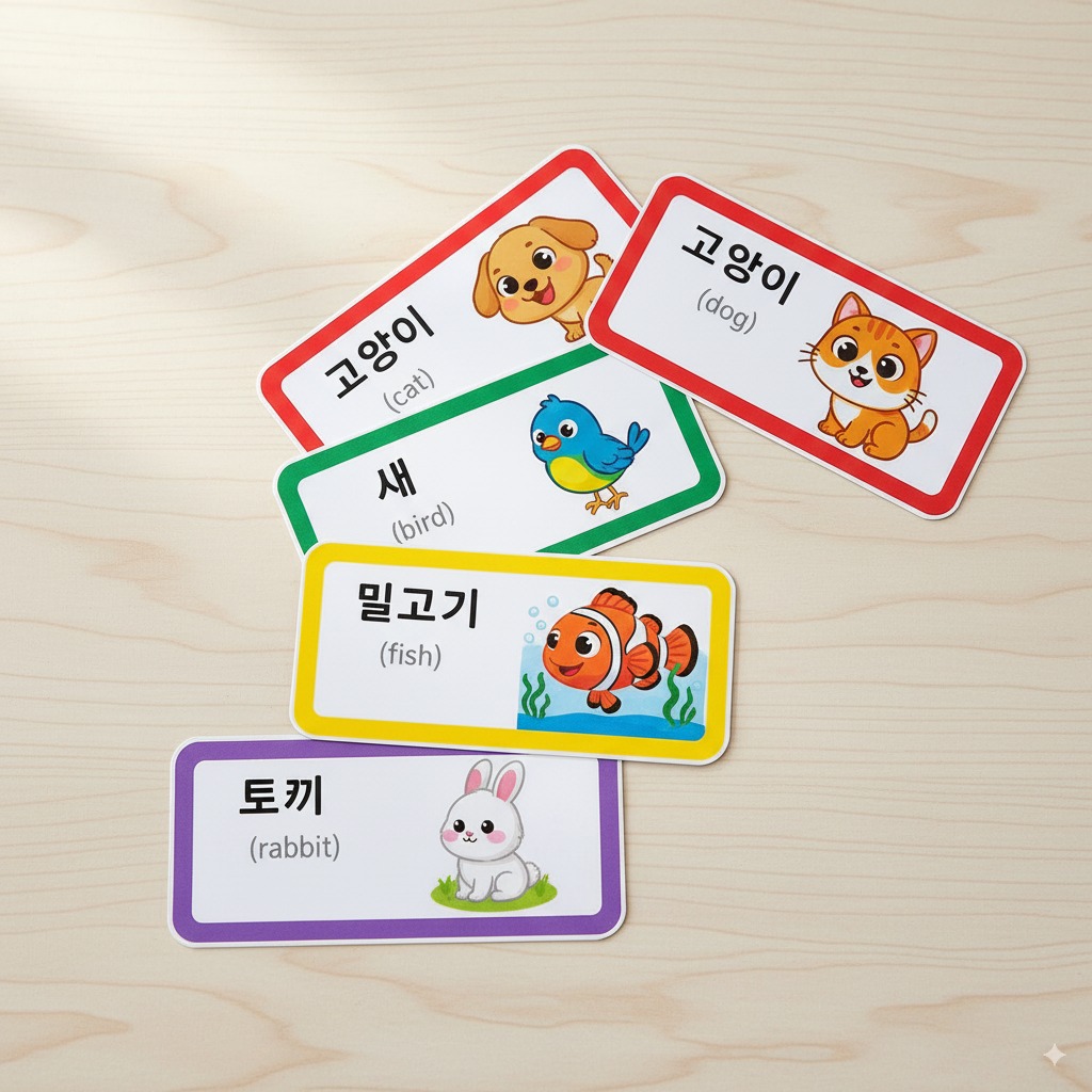 Korean Animal Vocabulary for Kids Flashcards