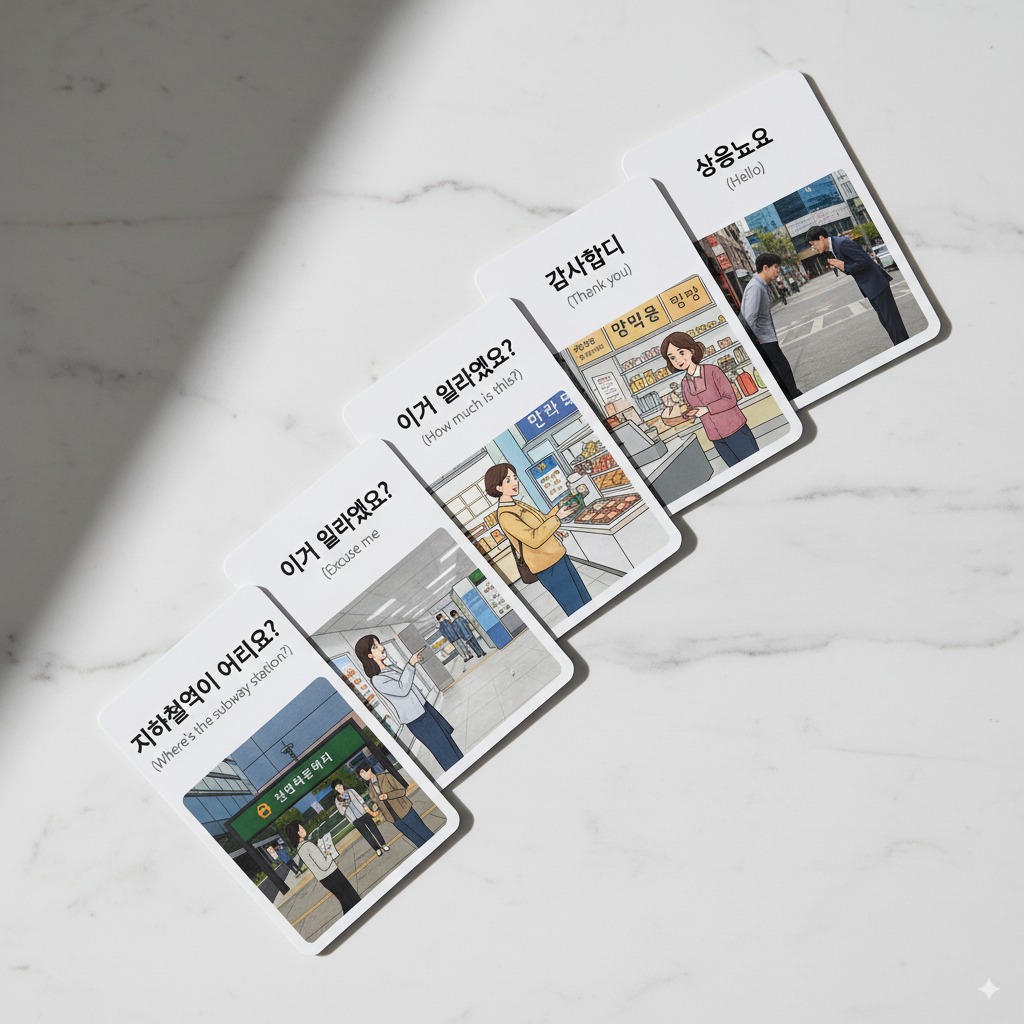 Korean for Tourists - Essential Travel Phrases Flashcards