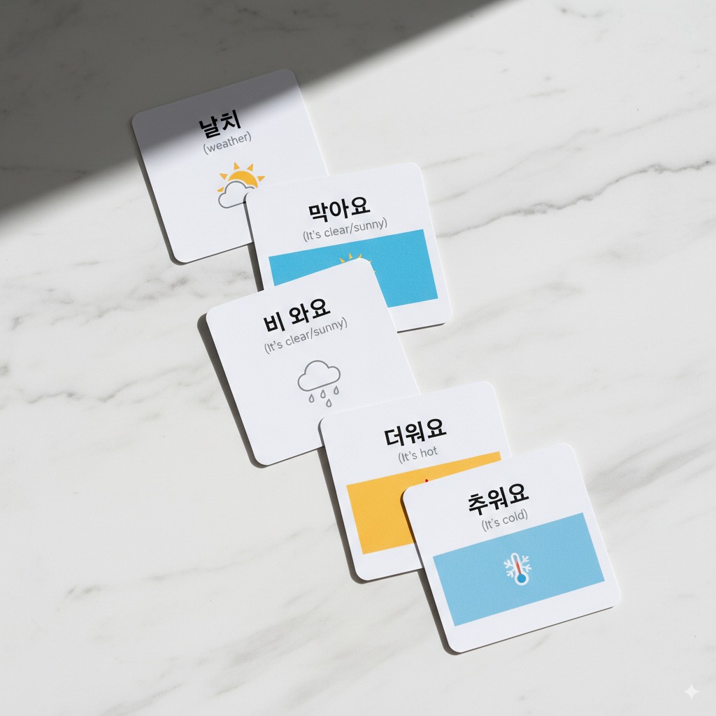 Korean Weather and Seasons Vocabulary Flashcards
