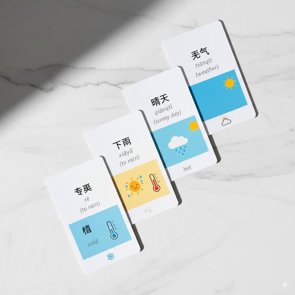 Mandarin Weather and Seasons Vocabulary Flashcards
