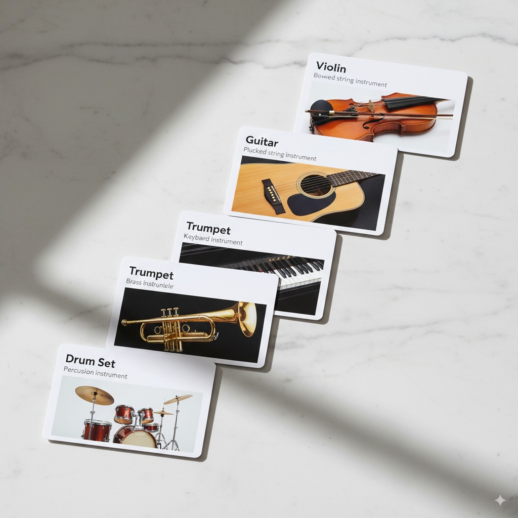 Musical Instruments Vocabulary and Techniques Flashcards