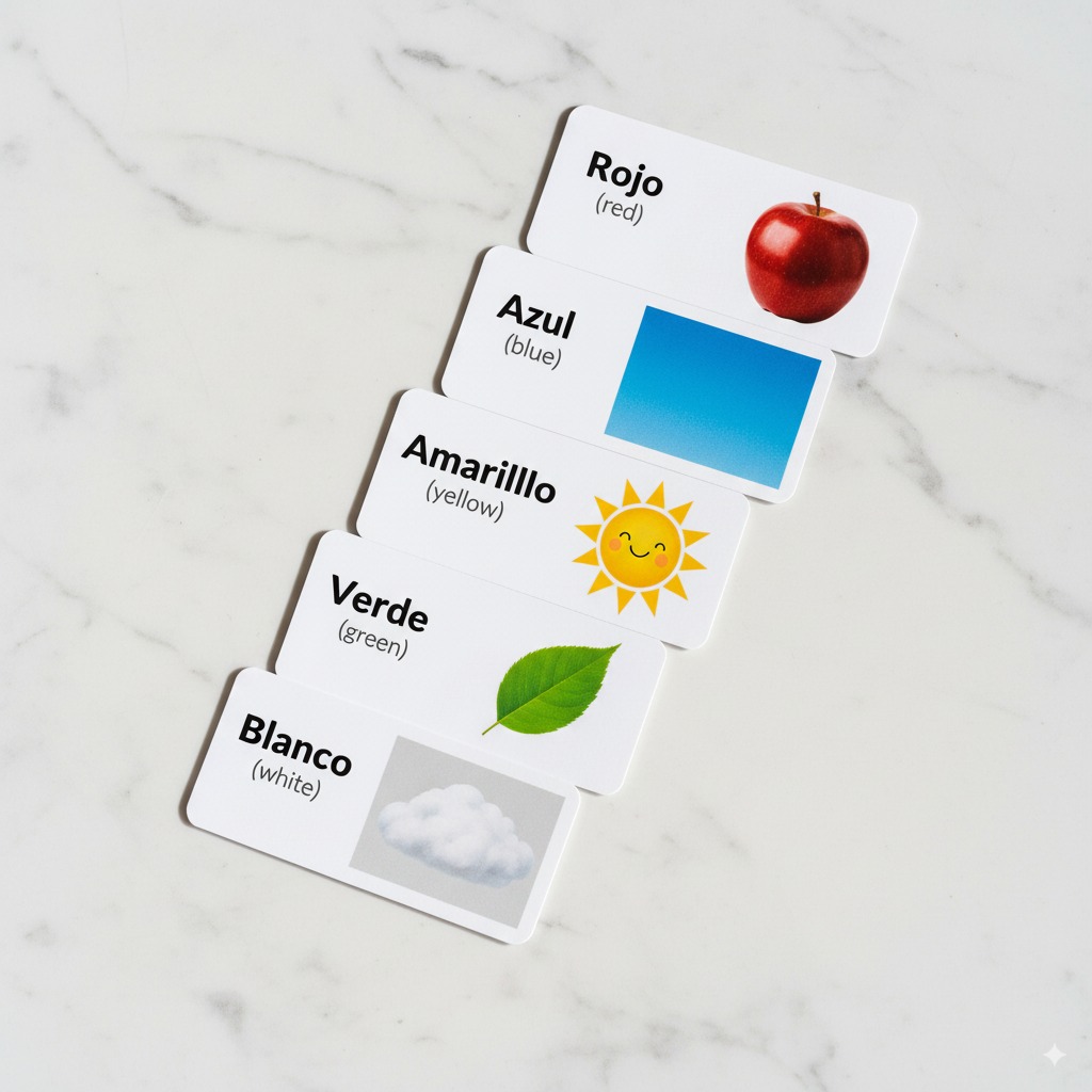 Spanish Colors - Basic Color Vocabulary Flashcards